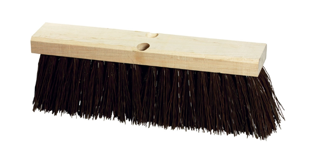 18" extra stiff brown polypropylene broom (handle sold separately) pack of 6
