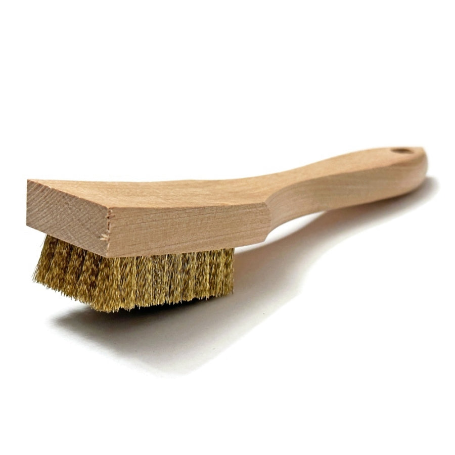 5 x 9 Row Brass Bristle Scratch Brush – Shaped Wood Handle (0.006" Bristles) (pack of 12)