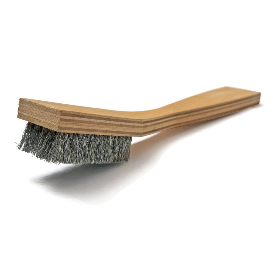 5 x 9 Row Aluminum Bristle Scratch Brush – Shaped Wood Handle (0.008" Bristles) (pack of 12)