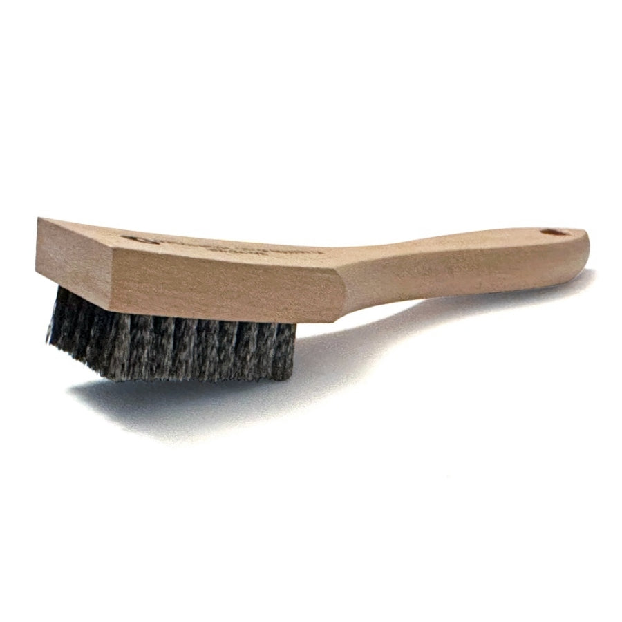 5 x 9 Row Carbon Steel Bristle Scratch Brush – Shaped Wood Handle (0.008" Bristles) (pack of 12)