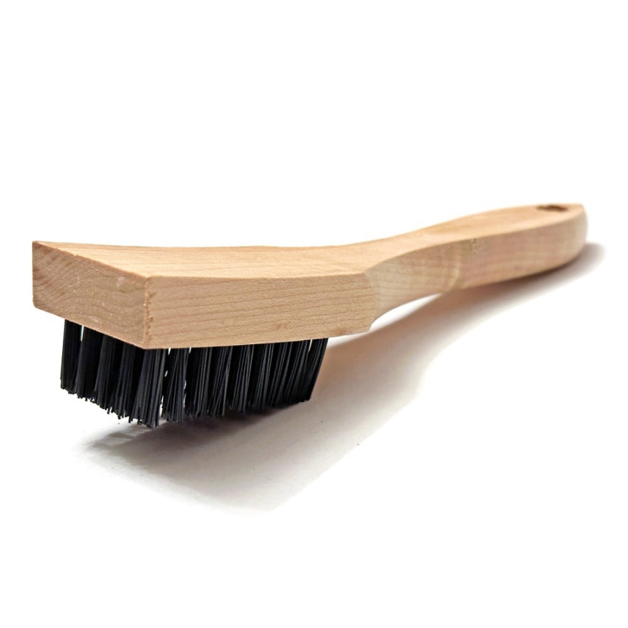 5 x 9 Row Nylon Bristle Scratch Brush – Shaped Wood Handle (0.018" Bristles) (pack of 12)