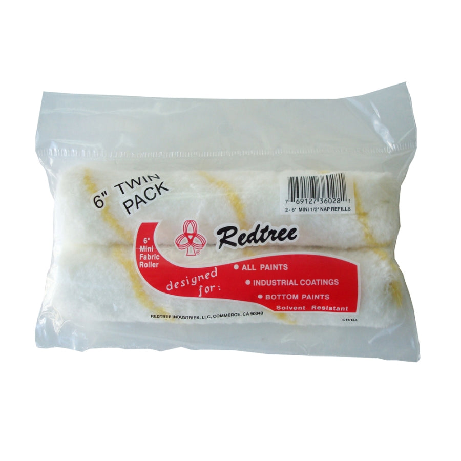 6" Mini Roller Cover with 1/2" Nap Refill (Twin Pack) (pack of 5)