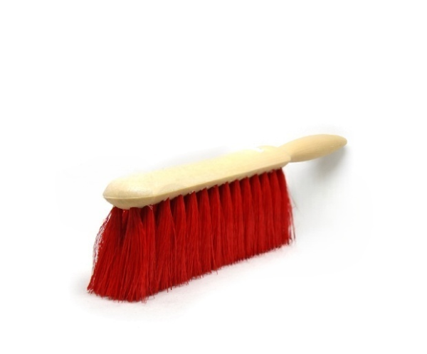 8" Bench brush, red polypropylene, plastic handle - pack of 12