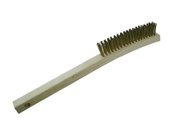 3-Row Wood Long Handle Scratch Brush – Brass (pack of 12)