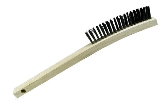 3-Row Wood Long Handle Scratch Brush – Tempered Carbon Steel (pack of 12)