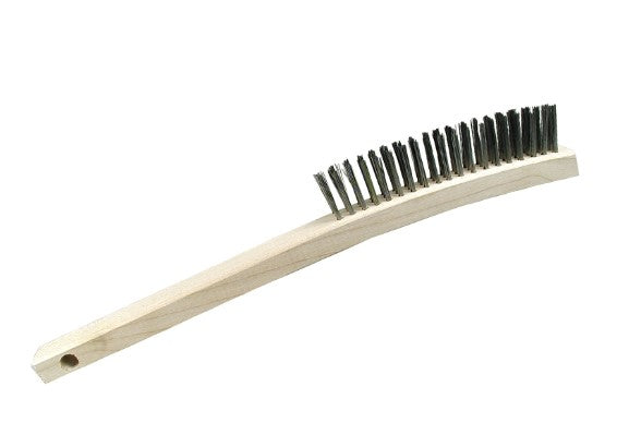 3-Row Wood Long Handle Scratch Brush – Stainless Steel (pack of 12)