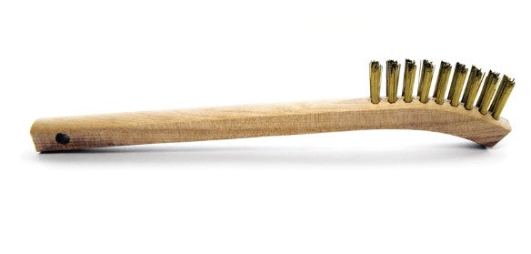 2 x 9 Row Brass Bristle Scratch Brush – Wood Handle (0.012" Bristles) (pack of 12)