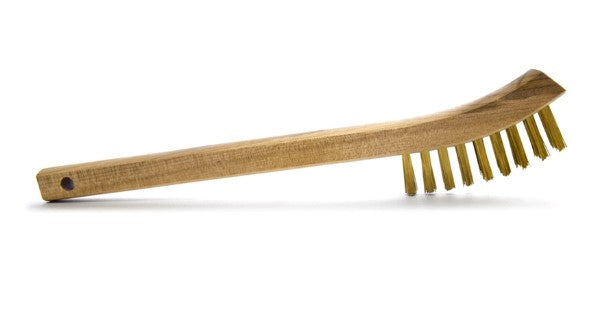 2 x 9 Row Brass Bristle Scratch Brush – Wood Handle (0.012" Bristles) (pack of 12)