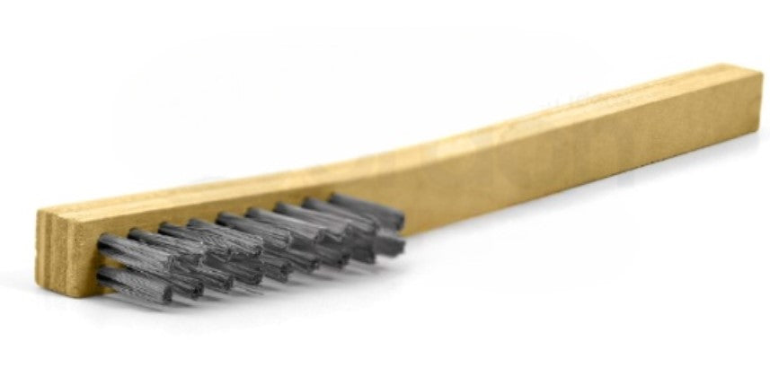 2 x 9 Row Stainless Steel Bristle Scratch Brush – Wood Handle (0.006" Bristles) (pack of 12)