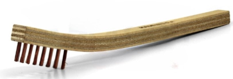 3 x 7 Row Phosphor Bronze Bristle Scratch Brush – Plywood Handle (0.006" Bristles) (pack of 12)
