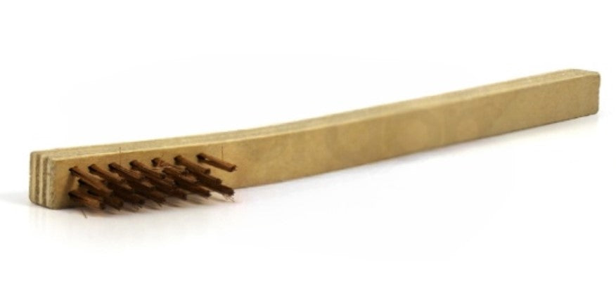 3 x 7 Row Phosphor Bronze Bristle Scratch Brush – Plywood Handle (0.006" Bristles) (pack of 12)