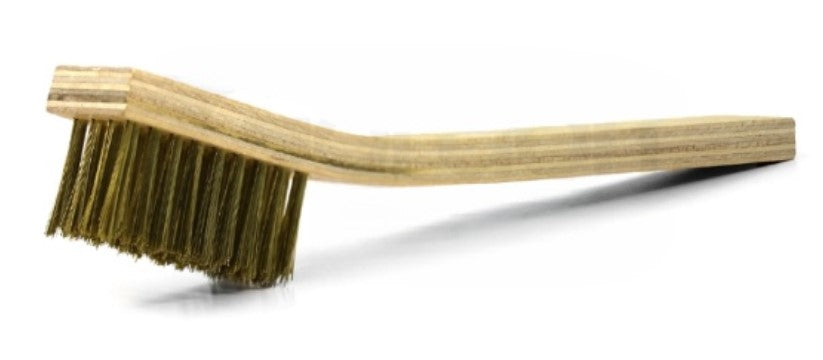 4 x 9 Row Brass Bristle Large Scratch Brush – Plywood Handle (0.008" Bristles) (pack of 12)
