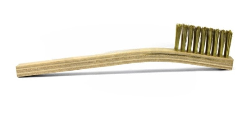 4 x 9 Row Brass Bristle Large Scratch Brush – Plywood Handle (0.008" Bristles) (pack of 12)
