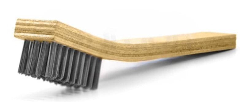 4 x 9 Row Stainless Steel Bristle Large Scratch Brush – Plywood Handle (0.008" Bristles) (pack of 12)