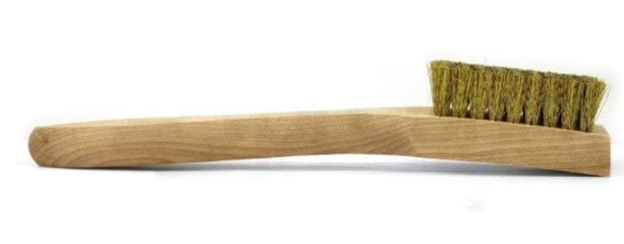 5 x 9 Row Brass Bristle Scratch Brush – Shaped Wood Handle (0.008" Bristles) (pack of 12)