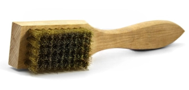 5 x 9 Row Brass Bristle Scratch Brush – Shaped Wood Handle (0.008" Bristles) (pack of 12)