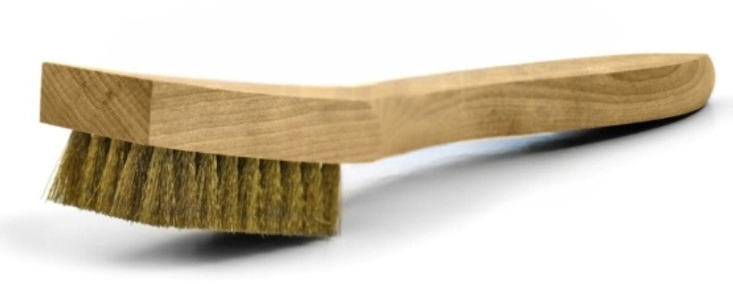 5 x 9 Row Brass Bristle Scratch Brush – Shaped Wood Handle (0.008" Bristles) (pack of 12)