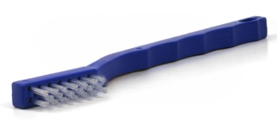 3 x 7 Row Nylon Bristle Scratch Brush – Blue Plastic Handle (0.020") (pack of 12)
