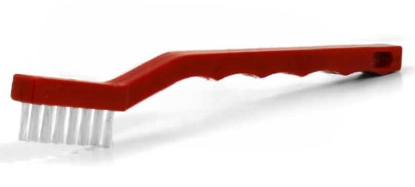 3 x 7 Row Nylon Bristle Scratch Brush – Red Plastic Handle (0.020") (pack of 12)