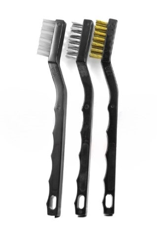 3-Piece Scratch Brush Set – Brass, Stainless Steel, and Nylon Bristles (pack of 12)
