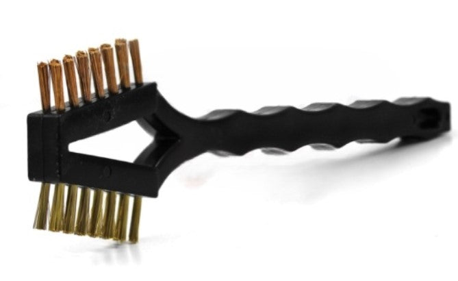 Double-Headed Scratch Brush – Brass & Phosphor Bronze Bristles, Plastic Handle (pack of 12)