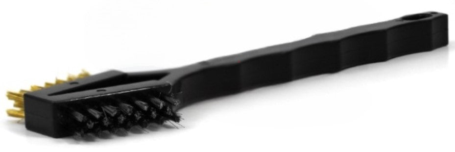 Double-Headed Scratch Brush – Stainless Steel & Brass Bristles, Plastic Handle (pack of 12)