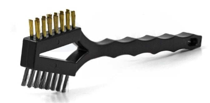 Double-Headed Scratch Brush – Stainless Steel & Brass Bristles, Plastic Handle (pack of 12)