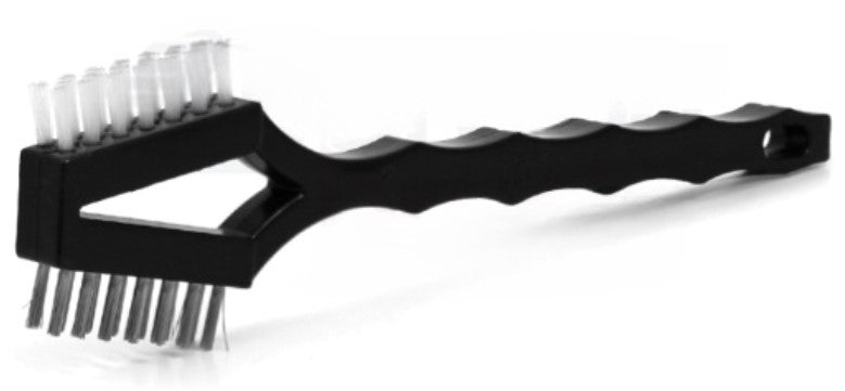 Double-Headed Scratch Brush – Stainless Steel & Nylon Bristles, Plastic Handle (pack of 12)