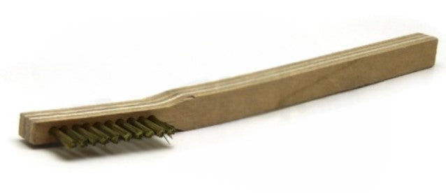 1 x 10 Row Brass Bristle Scratch Brush – Plywood Handle (0.006") (pack of 12)