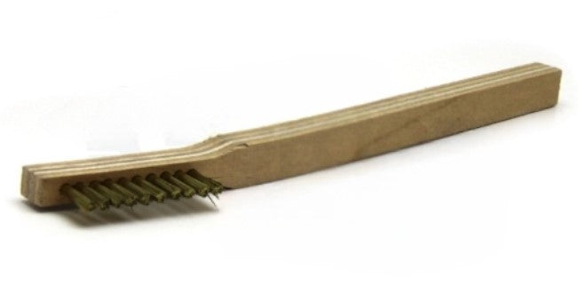 1 x 10 Row Brass Bristle Scratch Brush – Plywood Handle (0.003") (pack of 12)