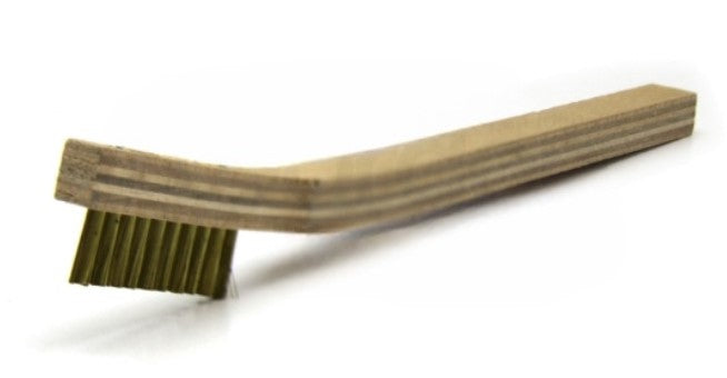 1 x 10 Row Brass Bristle Scratch Brush – Plywood Handle (0.003") (pack of 12)