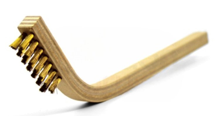 3 x 7 Row 0.006" Brass Wire Scratch Brush – 60° Bent Handle (pack of 12)