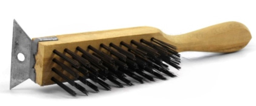 4 x 11 Row Carbon Steel Wire Scratch Brush with Scraper (pack of 12)