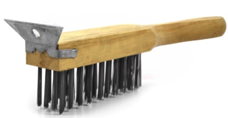 4 x 11 Row Carbon Steel Wire Scratch Brush with Scraper (pack of 12)