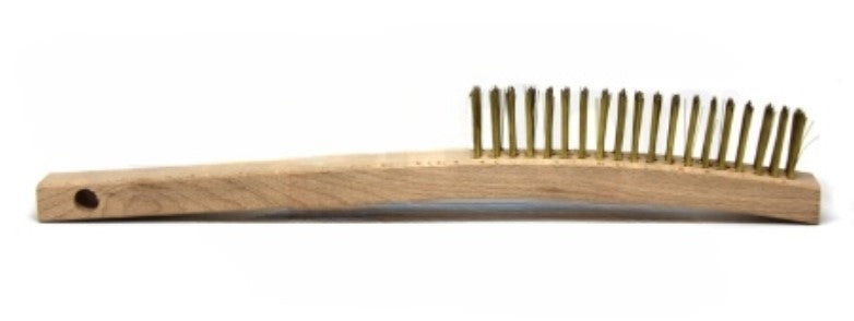 3 x 19 Row Brass Wire Curved Wood Handle Scratch Brush (pack of 12)