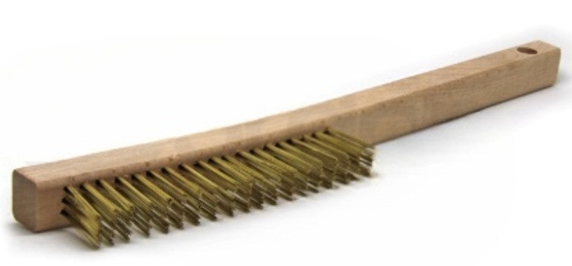 3 x 19 Row Brass Wire Curved Wood Handle Scratch Brush (pack of 12)