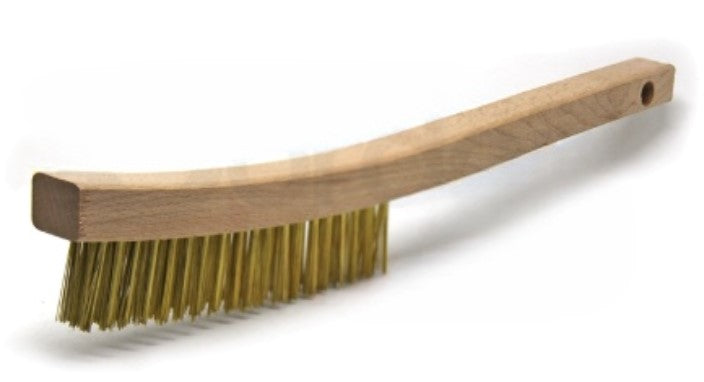 3 x 19 Row Brass Wire Curved Wood Handle Scratch Brush (pack of 12)