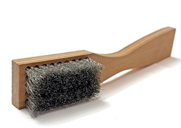 5 x 9 Row Aluminum Bristle Scratch Brush – Shaped Wood Handle (0.008" Bristles) (pack of 12)