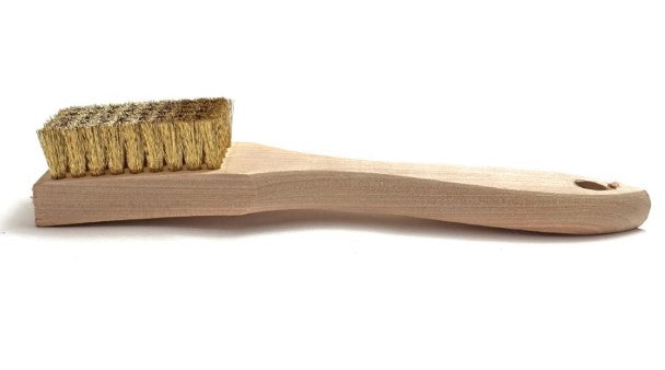 5 x 9 Row Brass Bristle Scratch Brush – Shaped Wood Handle (0.006" Bristles) (pack of 12)