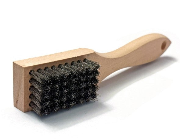 5 x 9 Row Carbon Steel Bristle Scratch Brush – Shaped Wood Handle (0.008" Bristles) (pack of 12)
