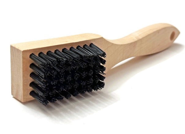 5 x 9 Row Nylon Bristle Scratch Brush – Shaped Wood Handle (0.018" Bristles) (pack of 12)