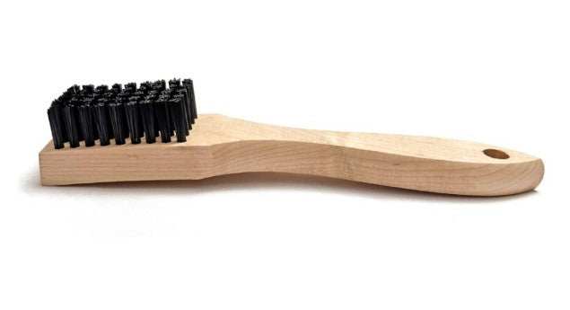 5 x 9 Row Nylon Bristle Scratch Brush – Shaped Wood Handle (0.018" Bristles) (pack of 12)