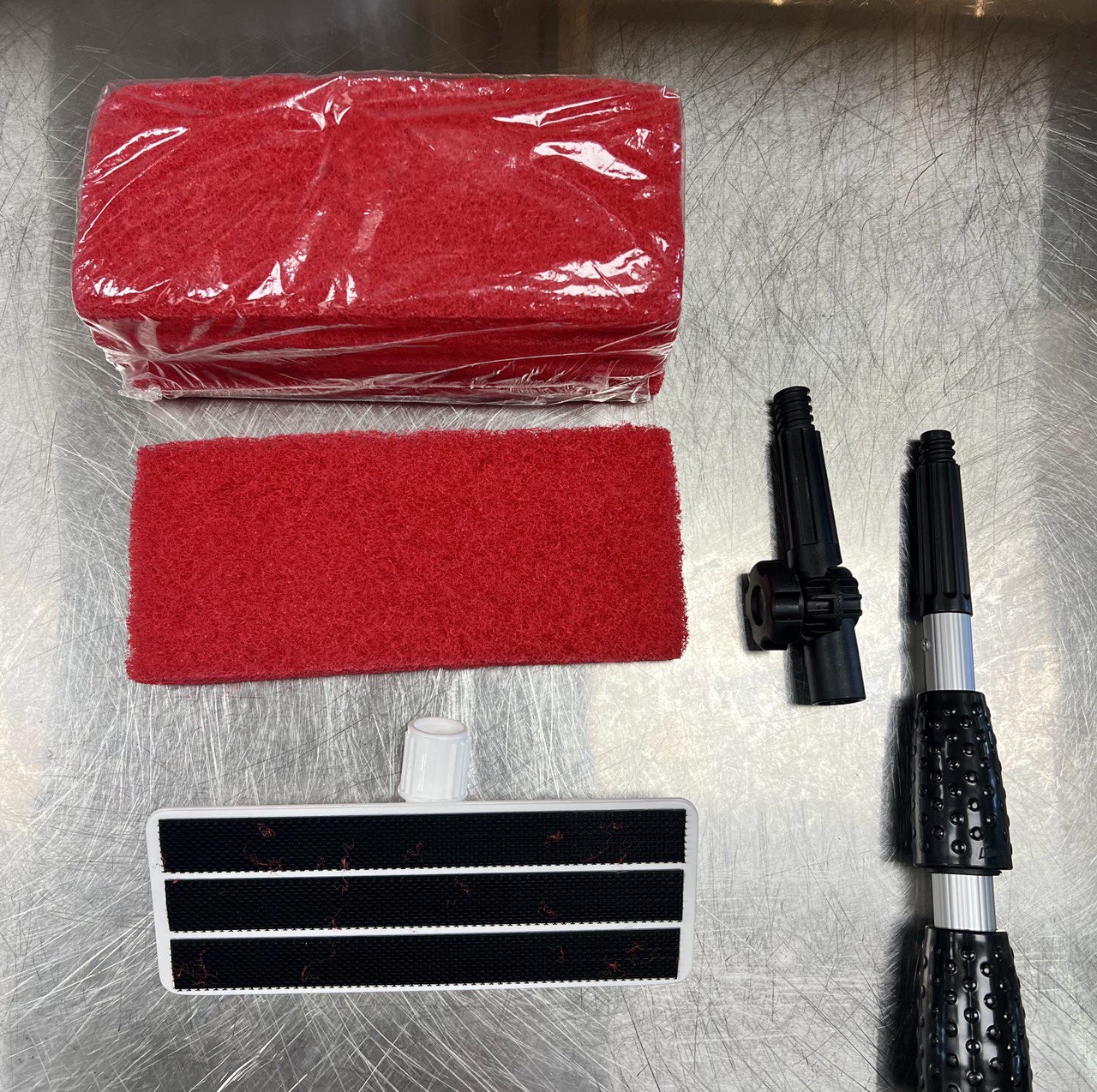 Hood cleaning kit with metal adjustable angle adapter