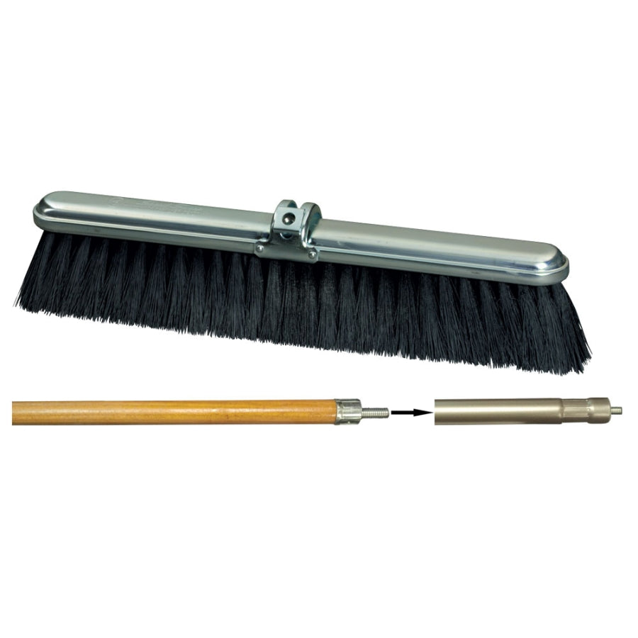 24" Stiff Center, Fine Border Polypropylene Brush with Wood/Steel Handle