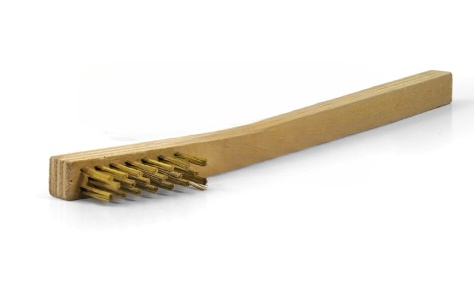 3 x 7 Row 0.006" Brass Bristle and Plywood Handle Scratch Brush (12 pack)