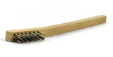 3 x 7 Row 0.006" Stainless Steel Bristle and Plywood Handle Scratch Brush (12 pack)