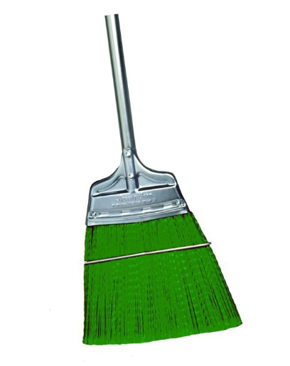 Upright Broom, Green Flagged Polypropylene, Steel Handle - pack of 12