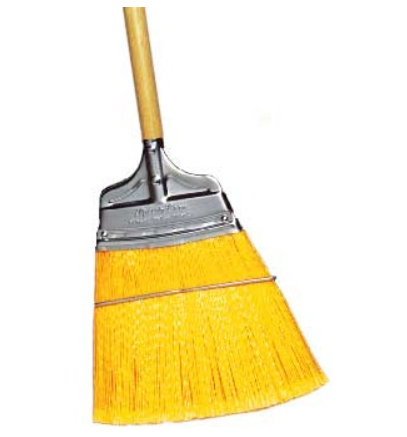 Upright Broom, Yellow Flagged Polypropylene, Wood Handle - pack of 12