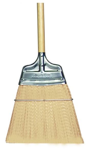 Upright Broom, Beige Flagged Polypropylene, Wood Handle - pack of 12