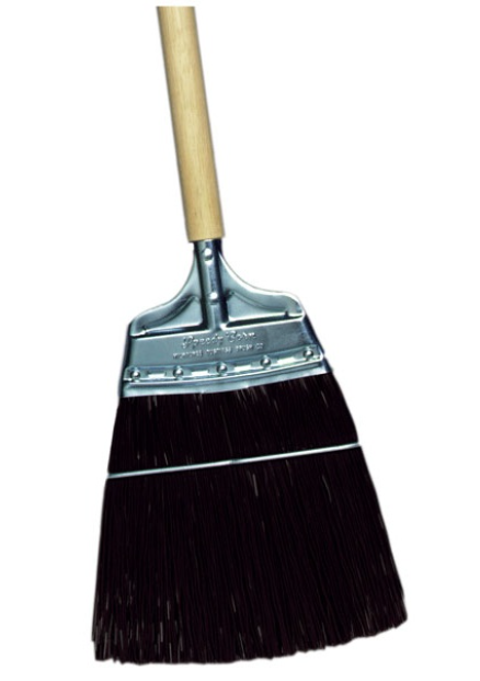 Upright Broom, Brown Poly, Wood Handle - pack of 12